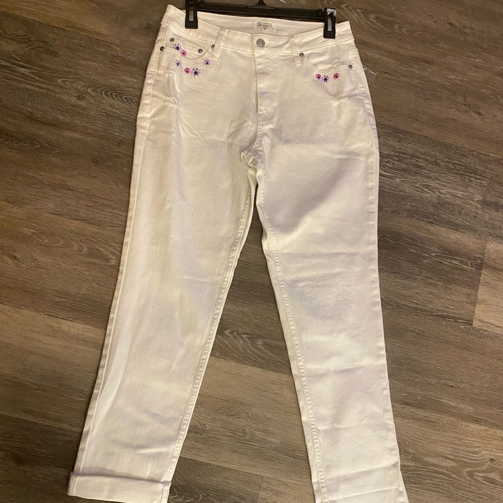 New Candace Cameron Bure Pacific Denim Girlfriend Jeans White Sz 4